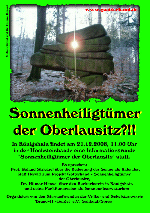 Plakat zur Ersten Inforunde 2008 - in der Hochsteinbaude am am Kuckuckstein 2008